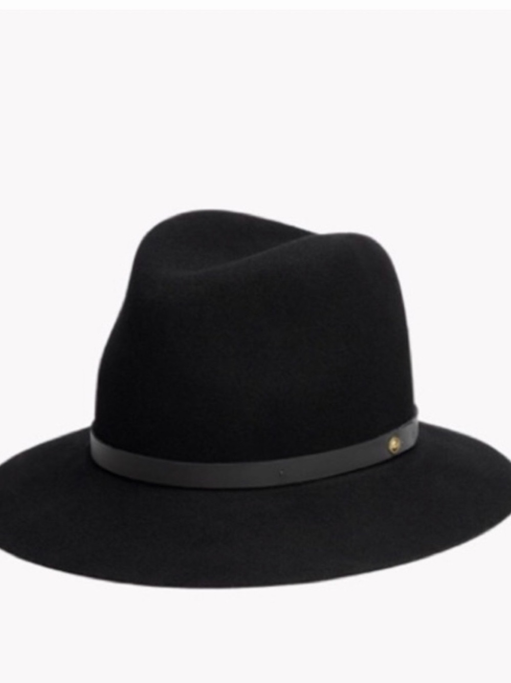 rag & bone Black Wool Fedora with Leather Band